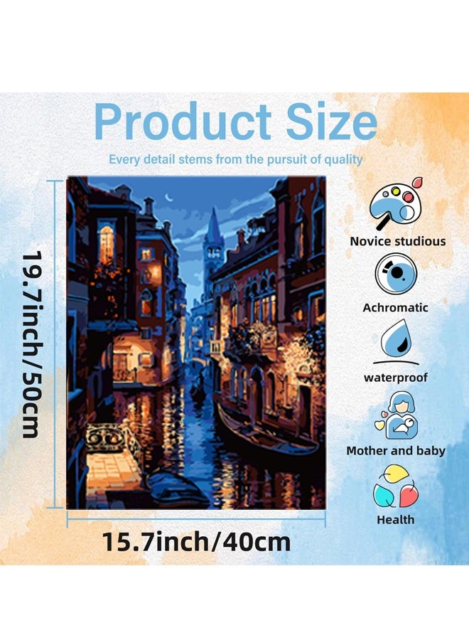 HOMESTAR Paint by Numbers Kit - Venice Adult Paint by Number Kits on Canvas Without Frame for Beginner, Stream Landscape Oil Painting by Numbers Kit for Gift Home Wall Decor 16x20 Inch - Image 4